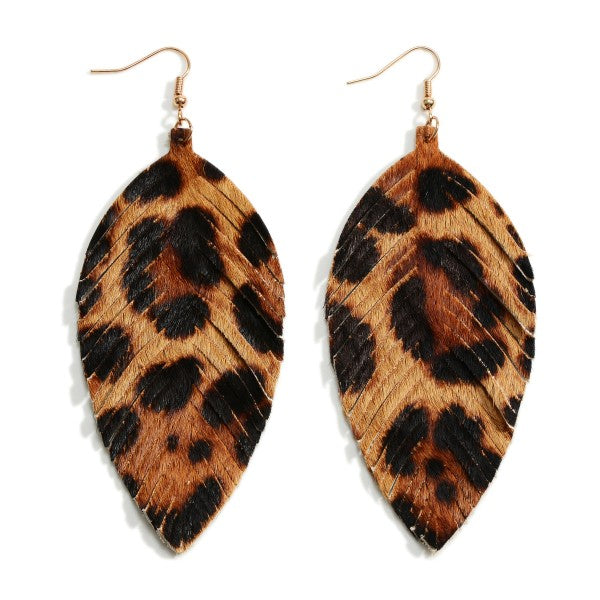 Feather Leopard Print Drop and Dangle Earrings